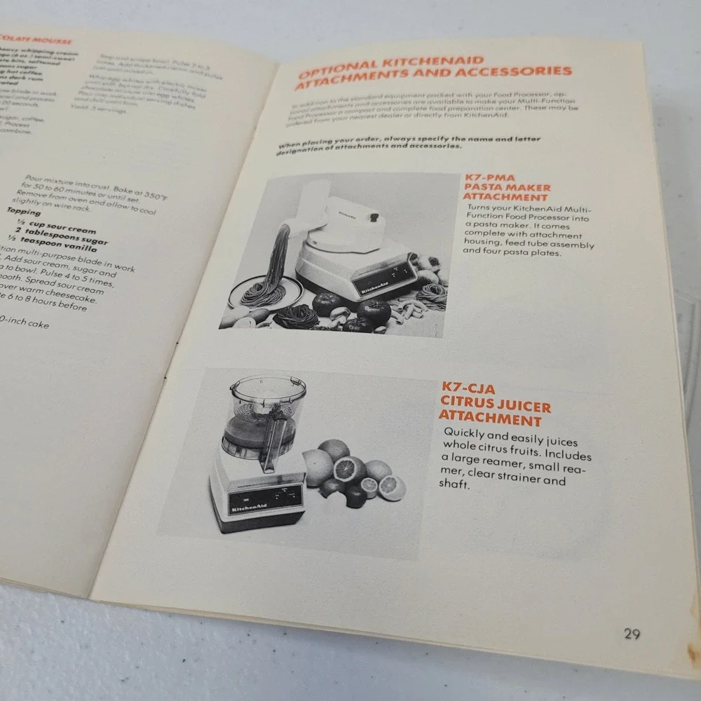 KitchenAid Multi Function Food Processor Model KFP700 Recipes Instruction Manual